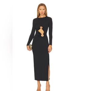 Revolve/Bardot cut out black maxi dress